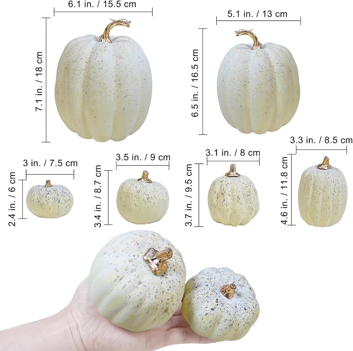 Cream Faux Pumpkins, Set of 7, photo 3