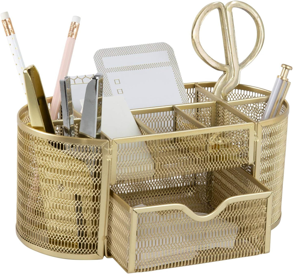 Gold Mesh Desk Organizer with Drawer, photo 2