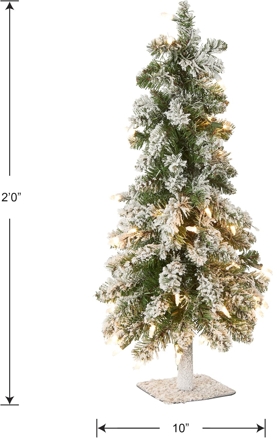 2 ft Pre-Lit Snowy Mini Christmas Tree, photo 6