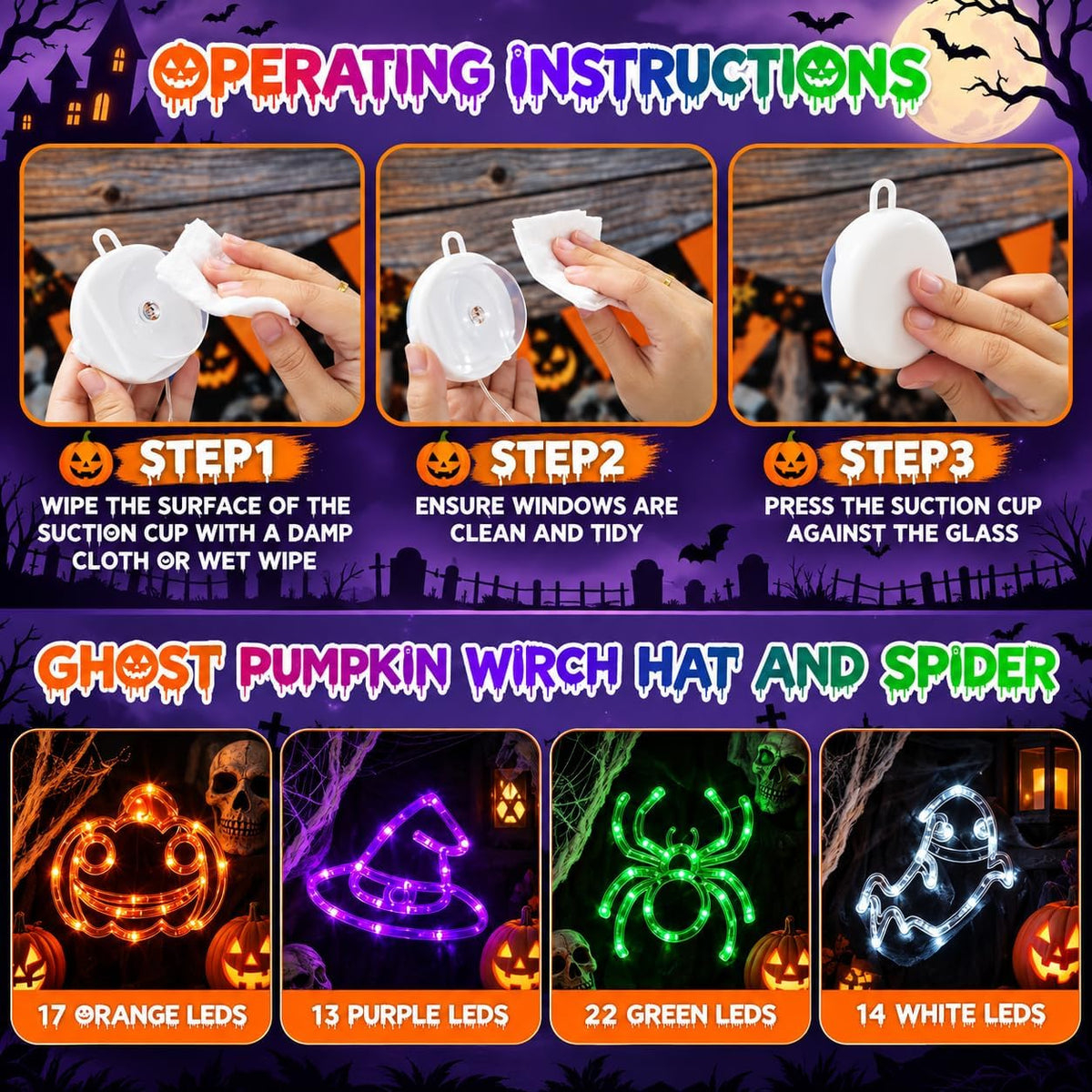 Halloween Window Lights, Set of 4, photo 6