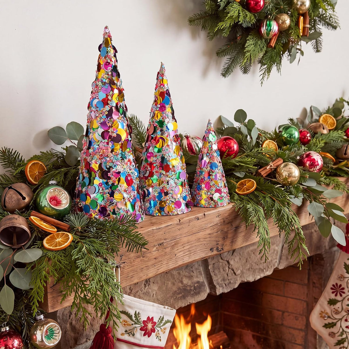 Sequin Cone Christmas Trees, Set of 3, photo 6
