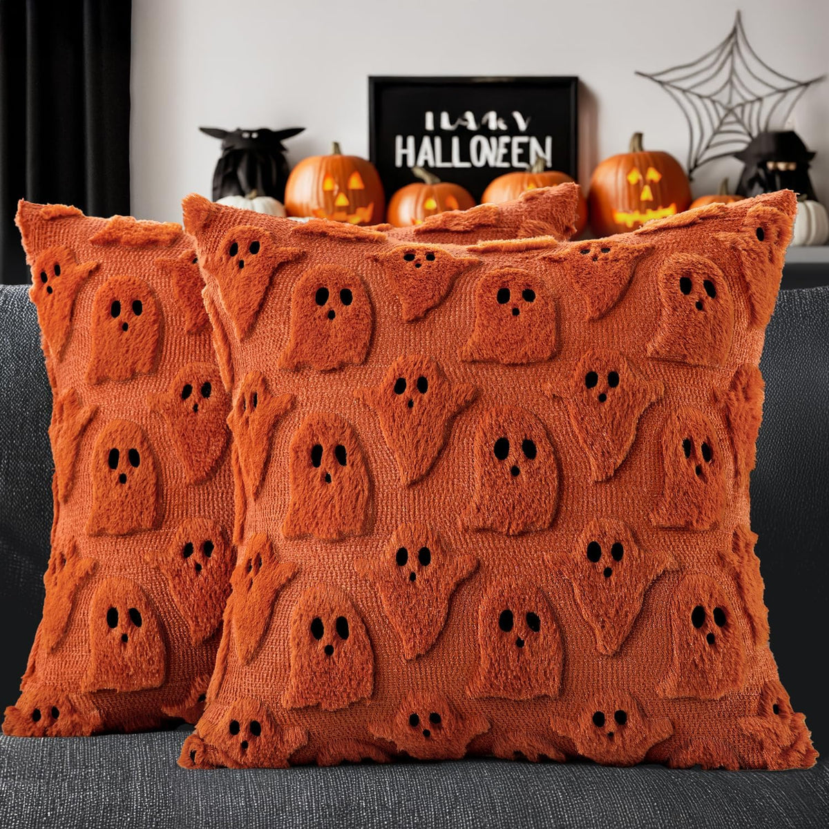 Ghost Pillow Covers, Burnt Orange, Set of 2, photo 2