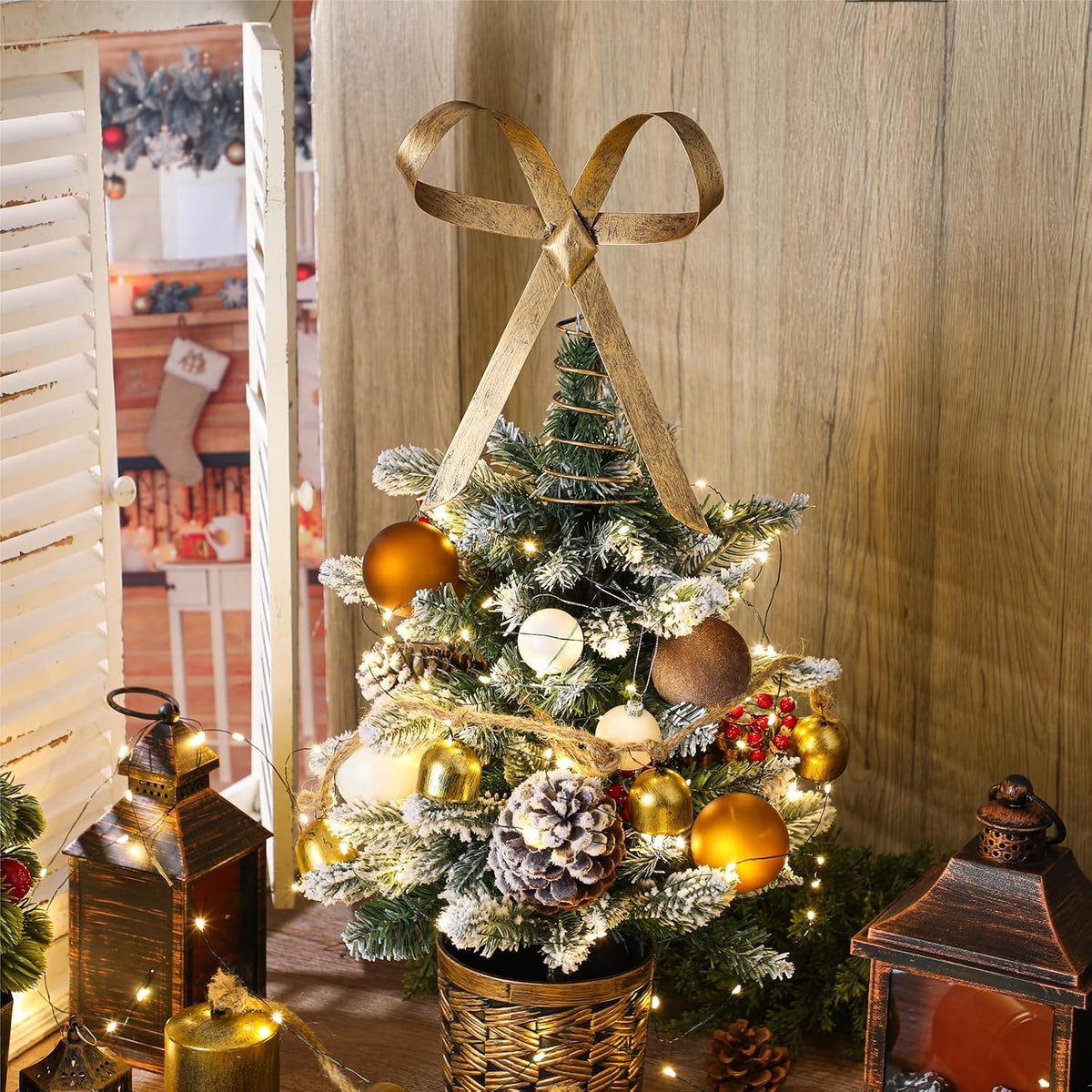 Brass Bow Christmas Tree Topper, 9.8 in, photo 3