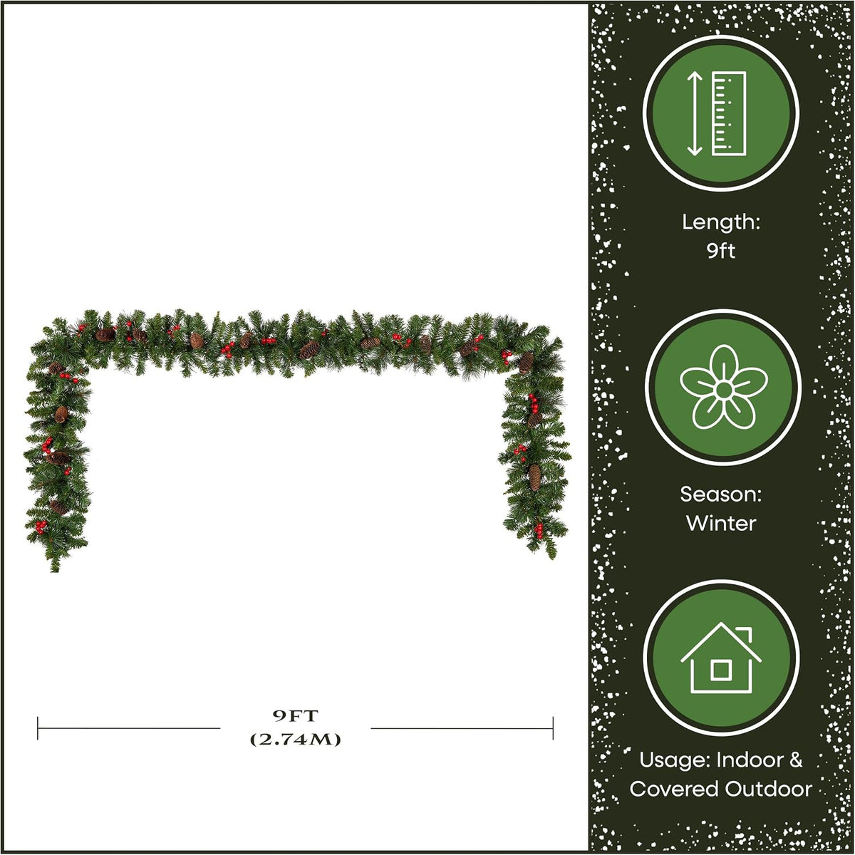 9 ft Pre-Lit Spruce Garland, photo 5