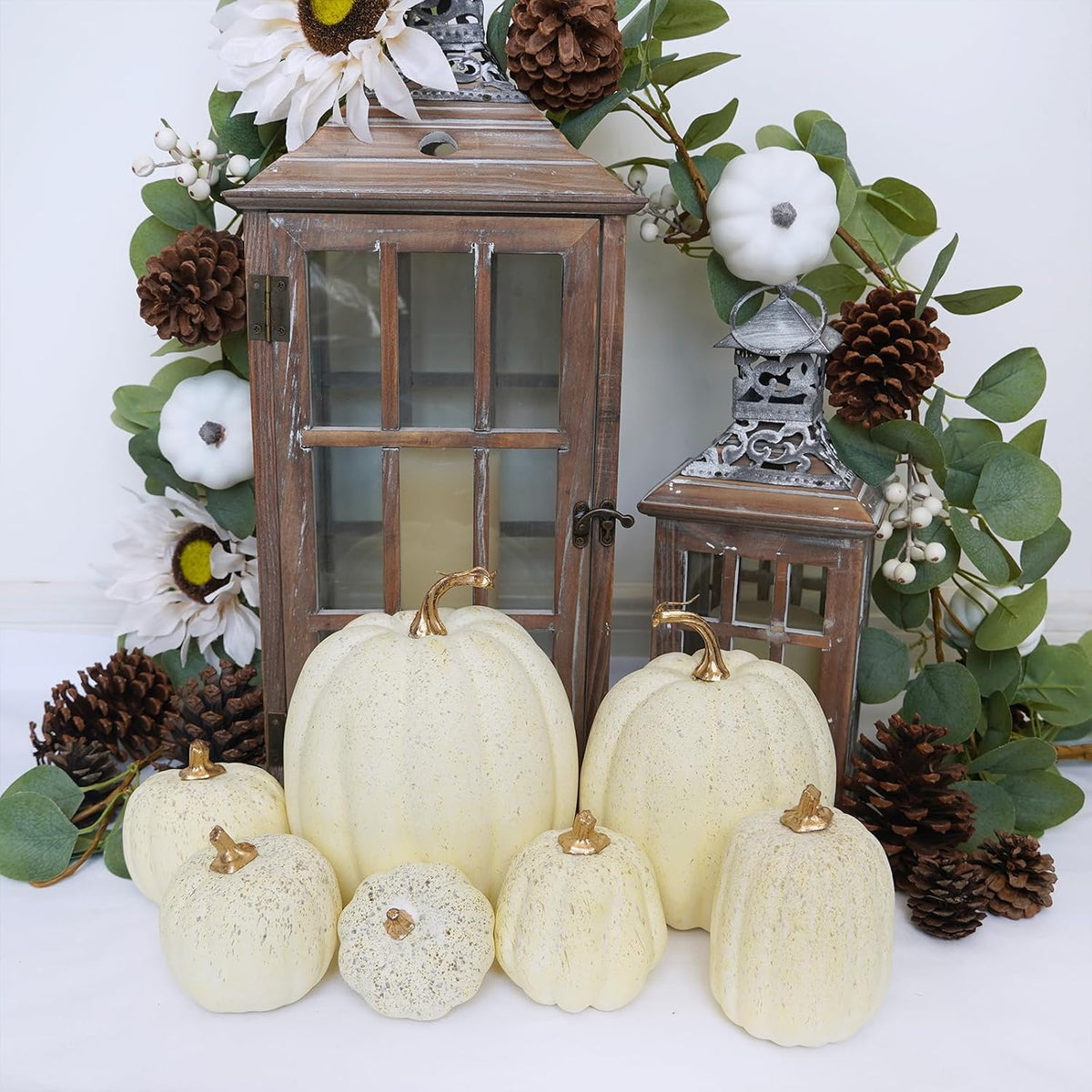 Cream Faux Pumpkins, Set of 7, photo 6