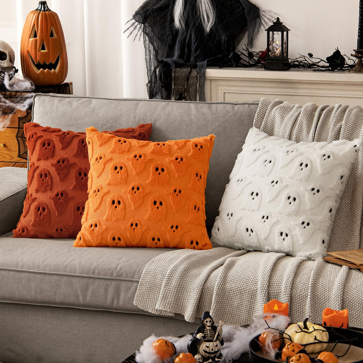Ghost Pillow Covers, Burnt Orange, Set of 2, photo 3