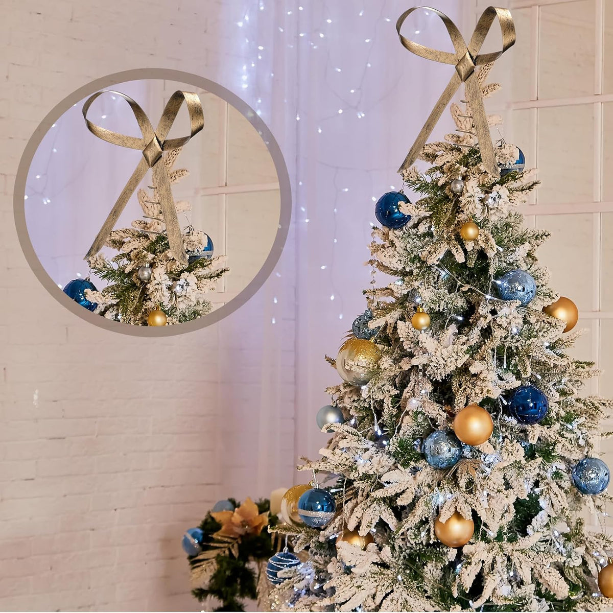 Brass Bow Christmas Tree Topper, 9.8 in, photo 7
