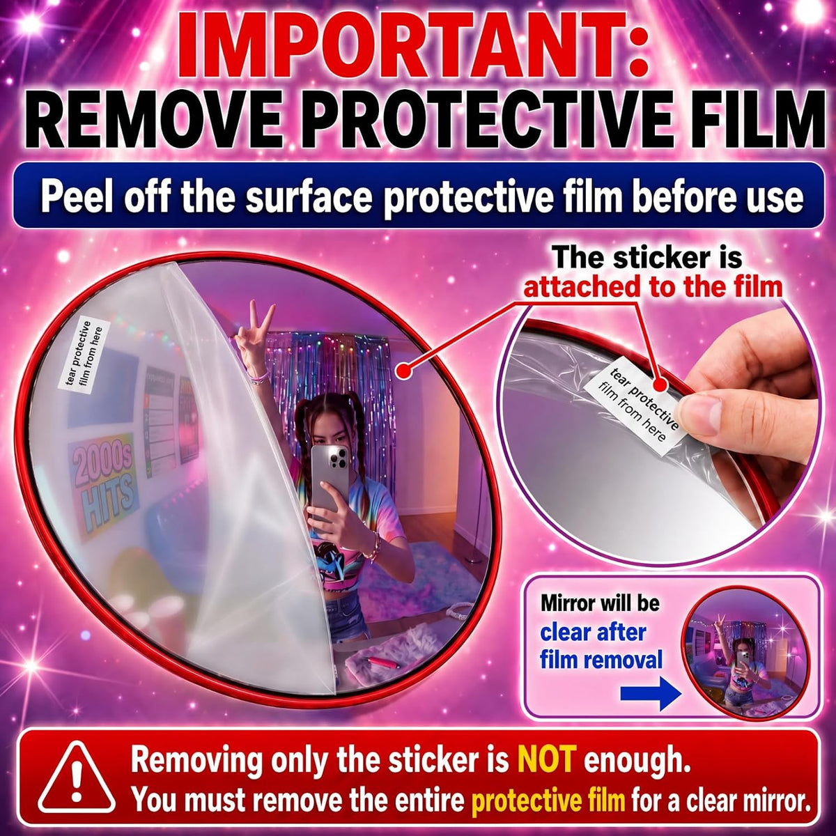 Red Y2K Convex Mirror, photo 6