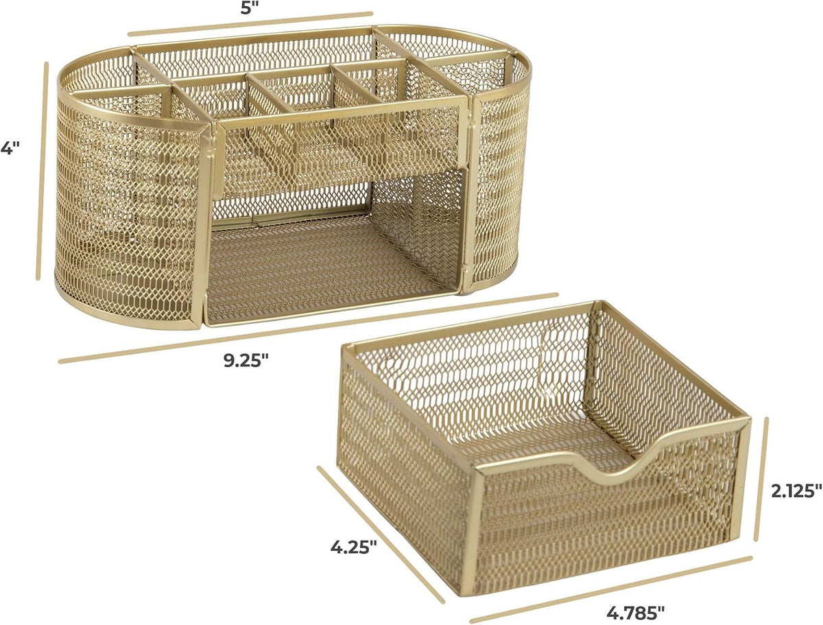 Gold Mesh Desk Organizer with Drawer, photo 7