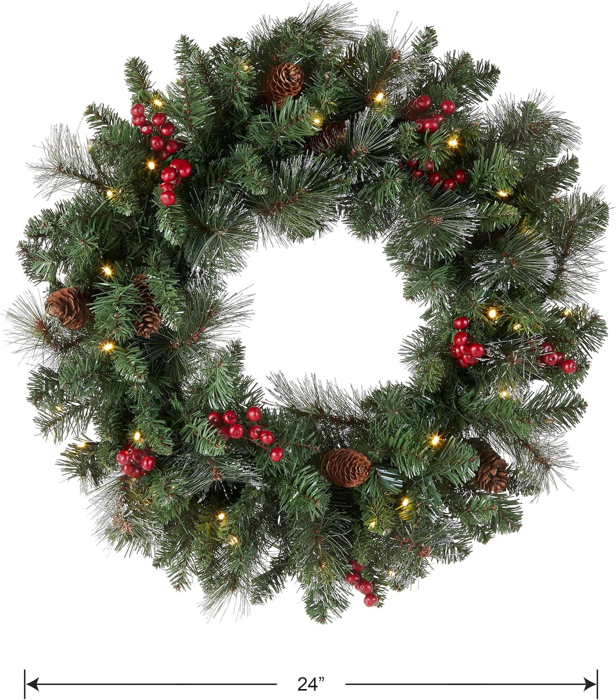 24 in Pre-Lit Spruce Christmas Wreath, photo 6