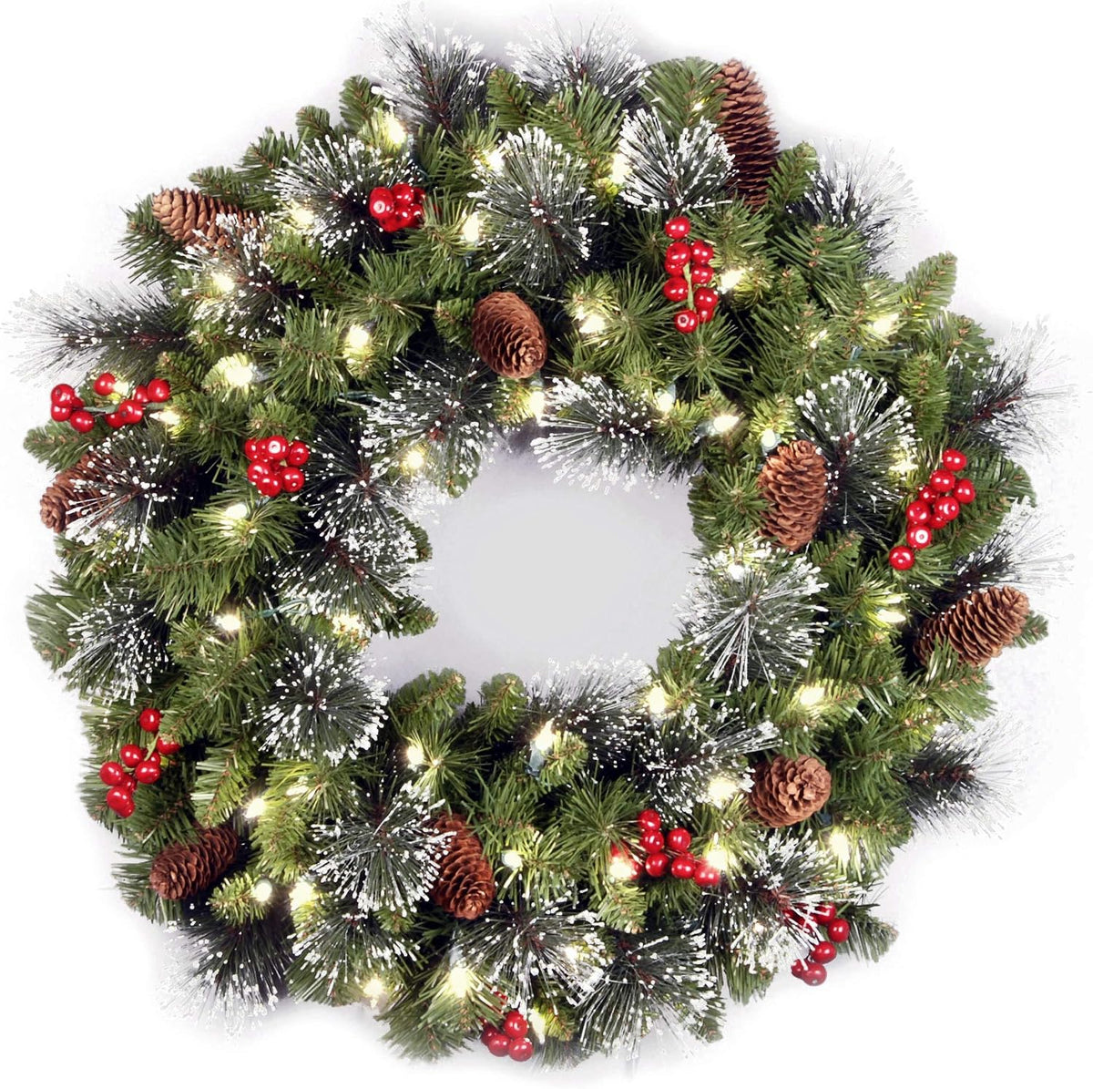 24 in Pre-Lit Spruce Christmas Wreath, photo 2