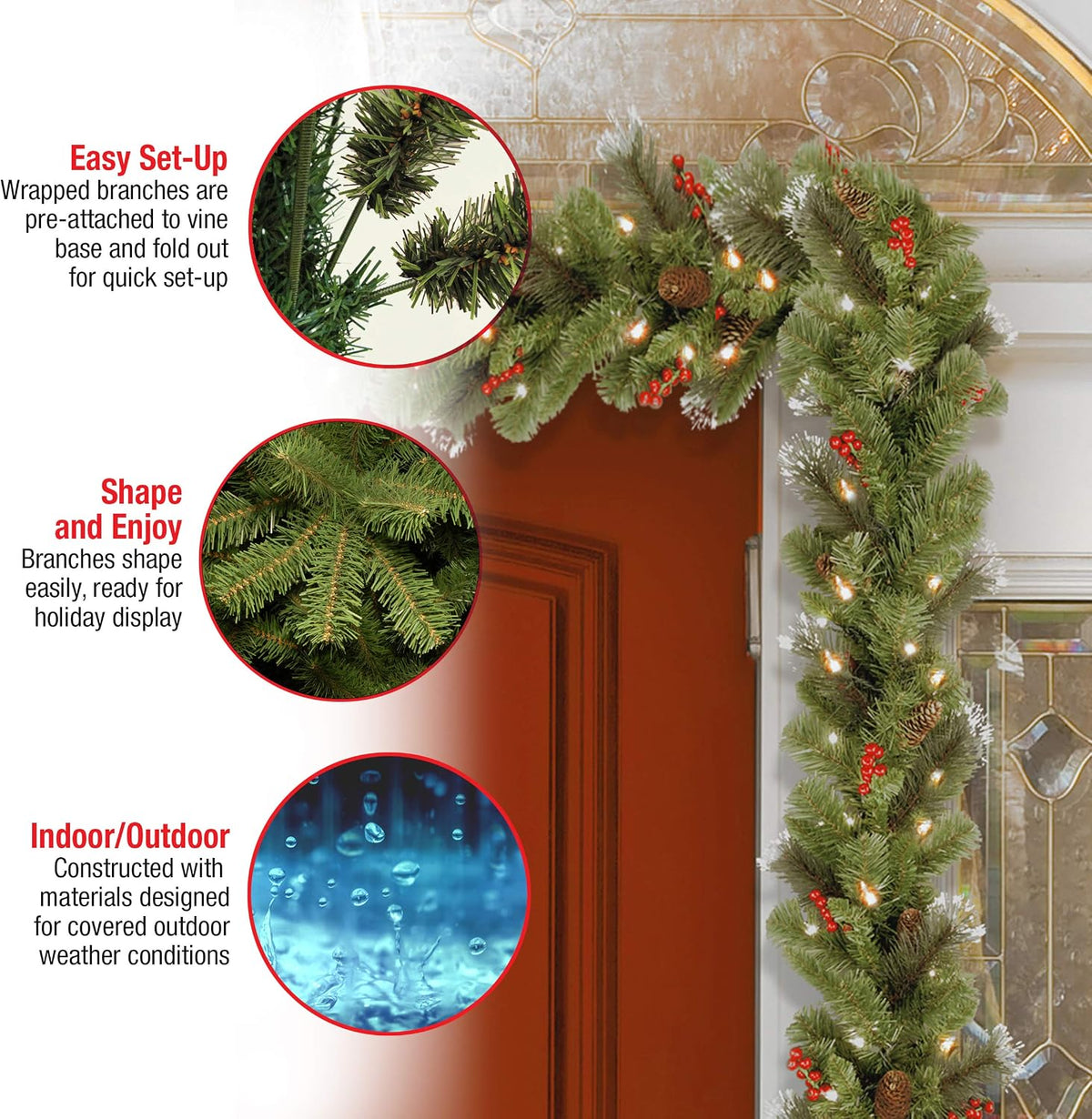 9 ft Pre-Lit Spruce Garland, photo 6