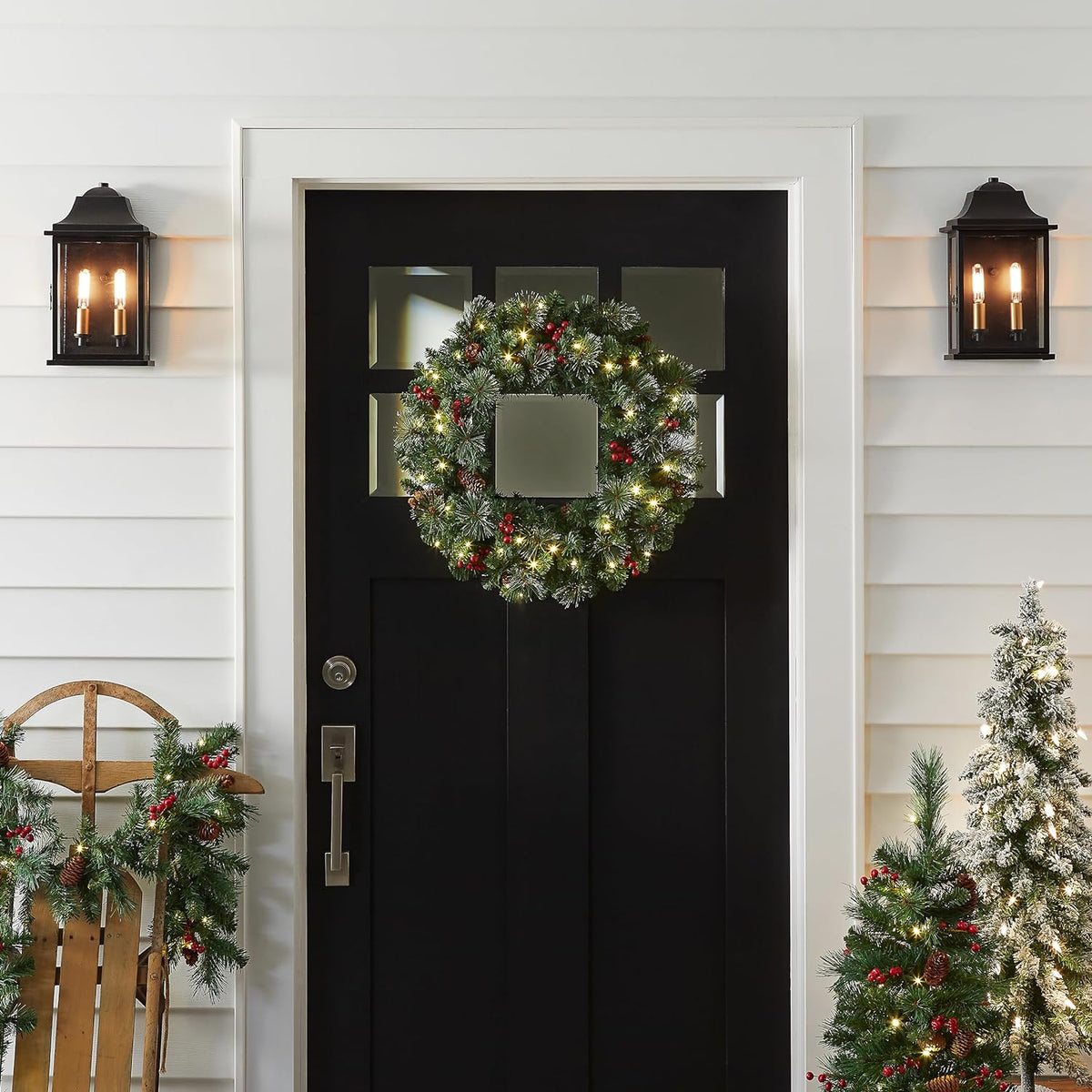 24 in Pre-Lit Spruce Christmas Wreath, photo 5