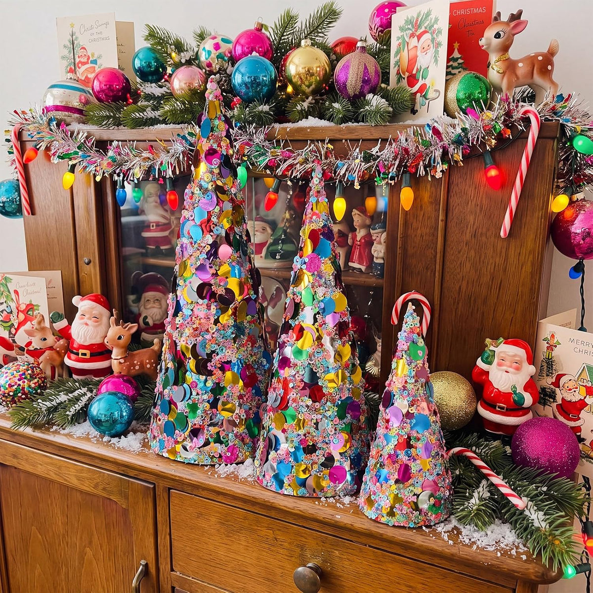 Sequin Cone Christmas Trees, Set of 3, photo 7
