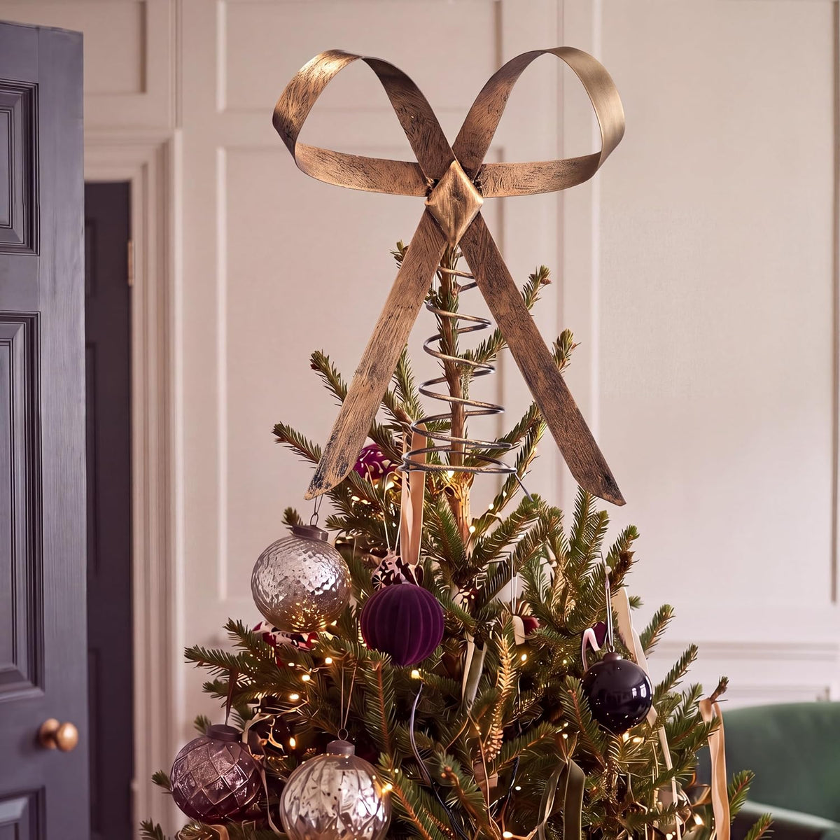 Brass Bow Christmas Tree Topper, 9.8 in, photo 2