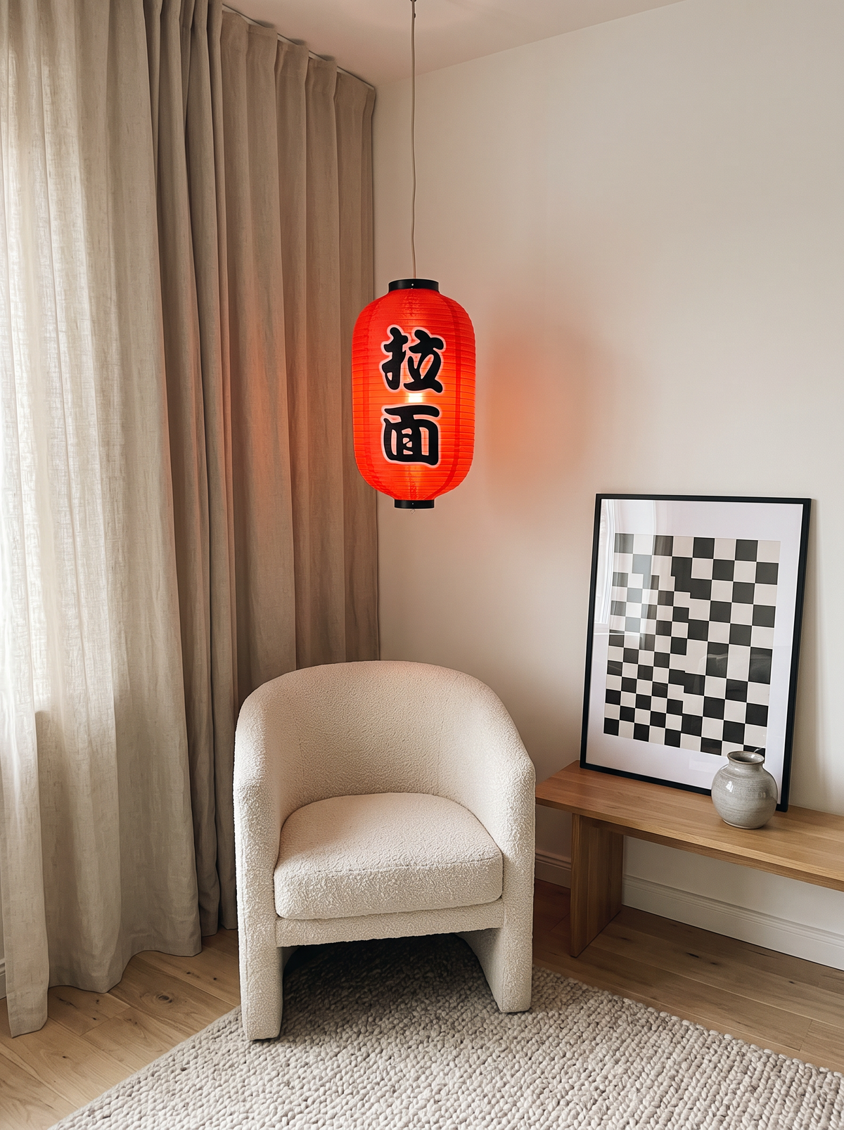 Red Japanese Silk Lantern