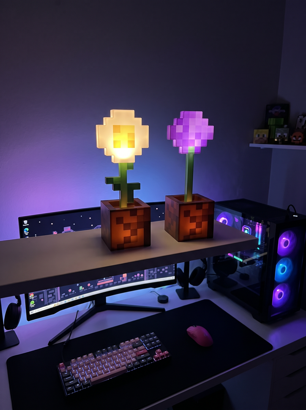 Minecraft Flower Pot Lights, Set of 2