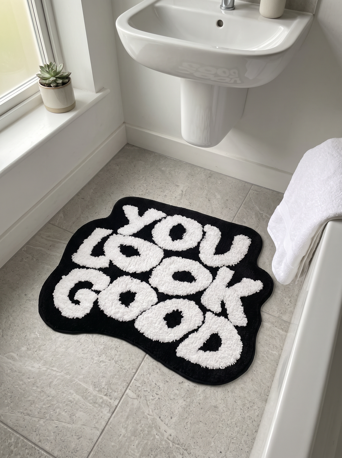 "You Look Good" Bath Mat