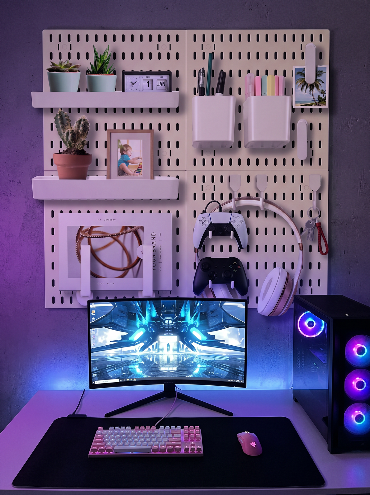 Gaming Pegboard Wall Organizer
