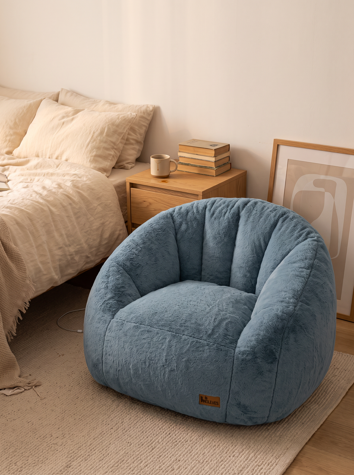 Giant Plush Bean Bag Chair, XL Navy