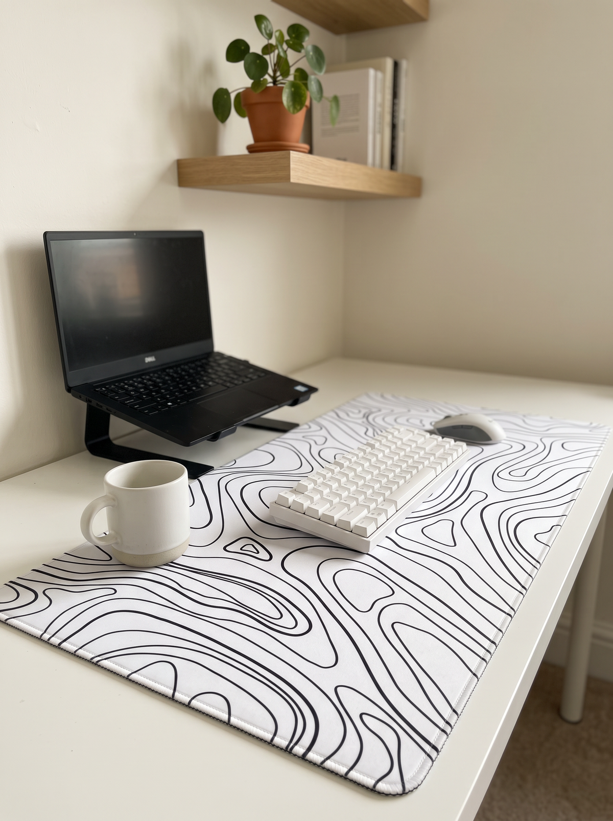 Topographic Desk Mat XXL, White