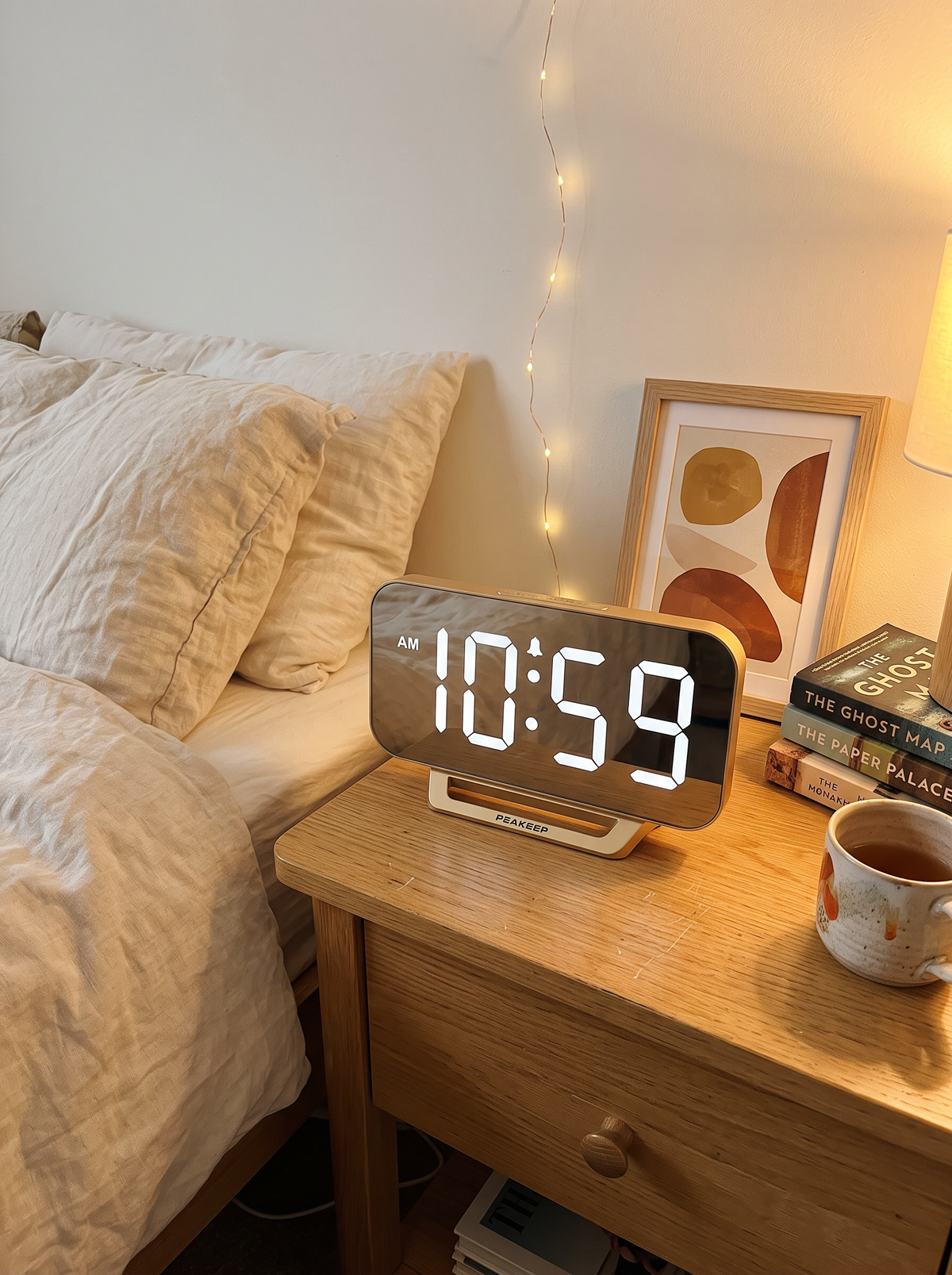 Slim Mirror Digital Alarm Clock, Gold