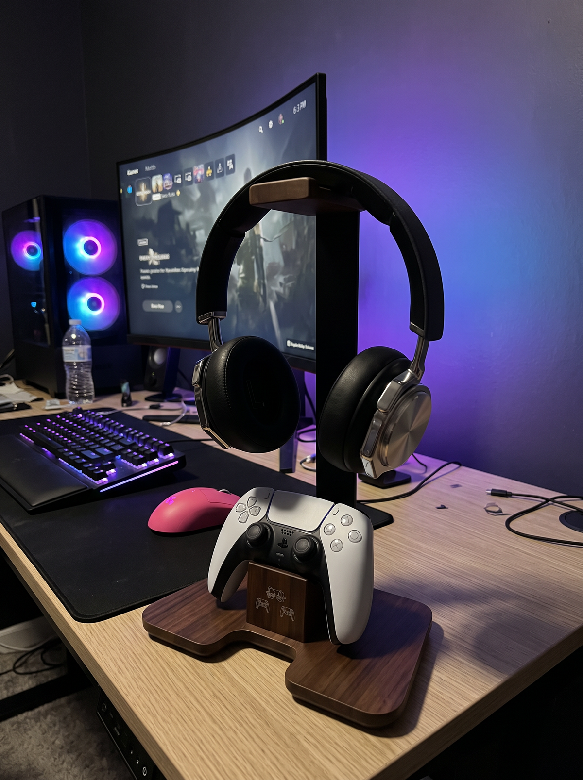 Wood Headphone & Controller Holder
