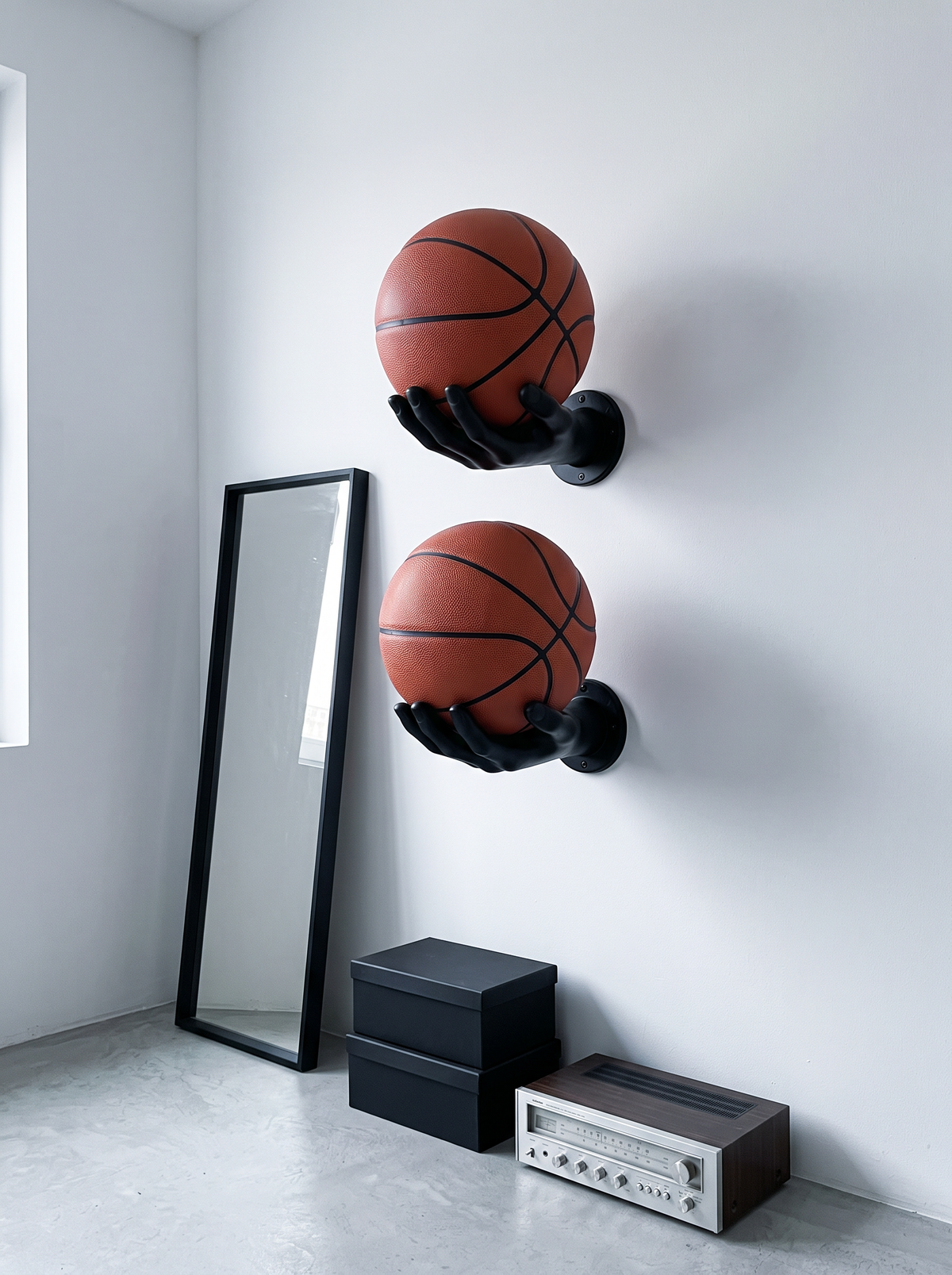 Basketball Wall Holder, 2-Piece Set