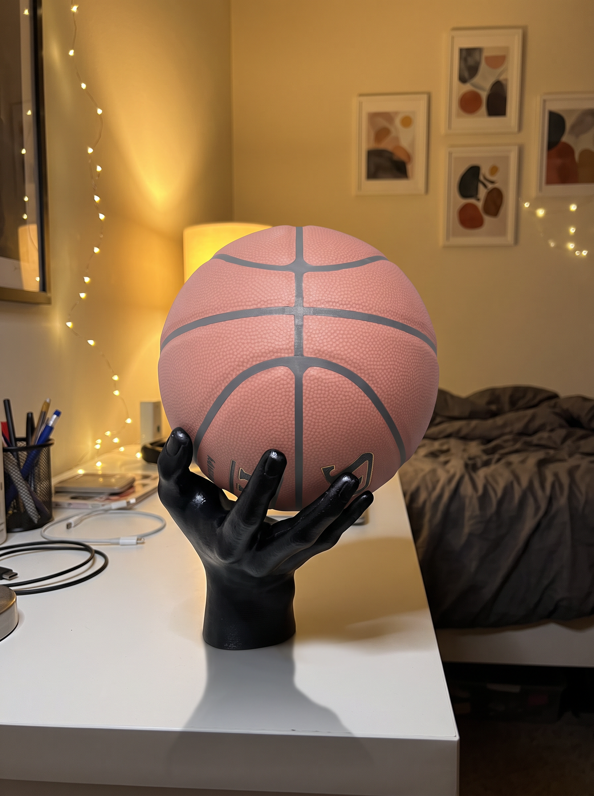 Hand Sculpture Ball Holder, Black