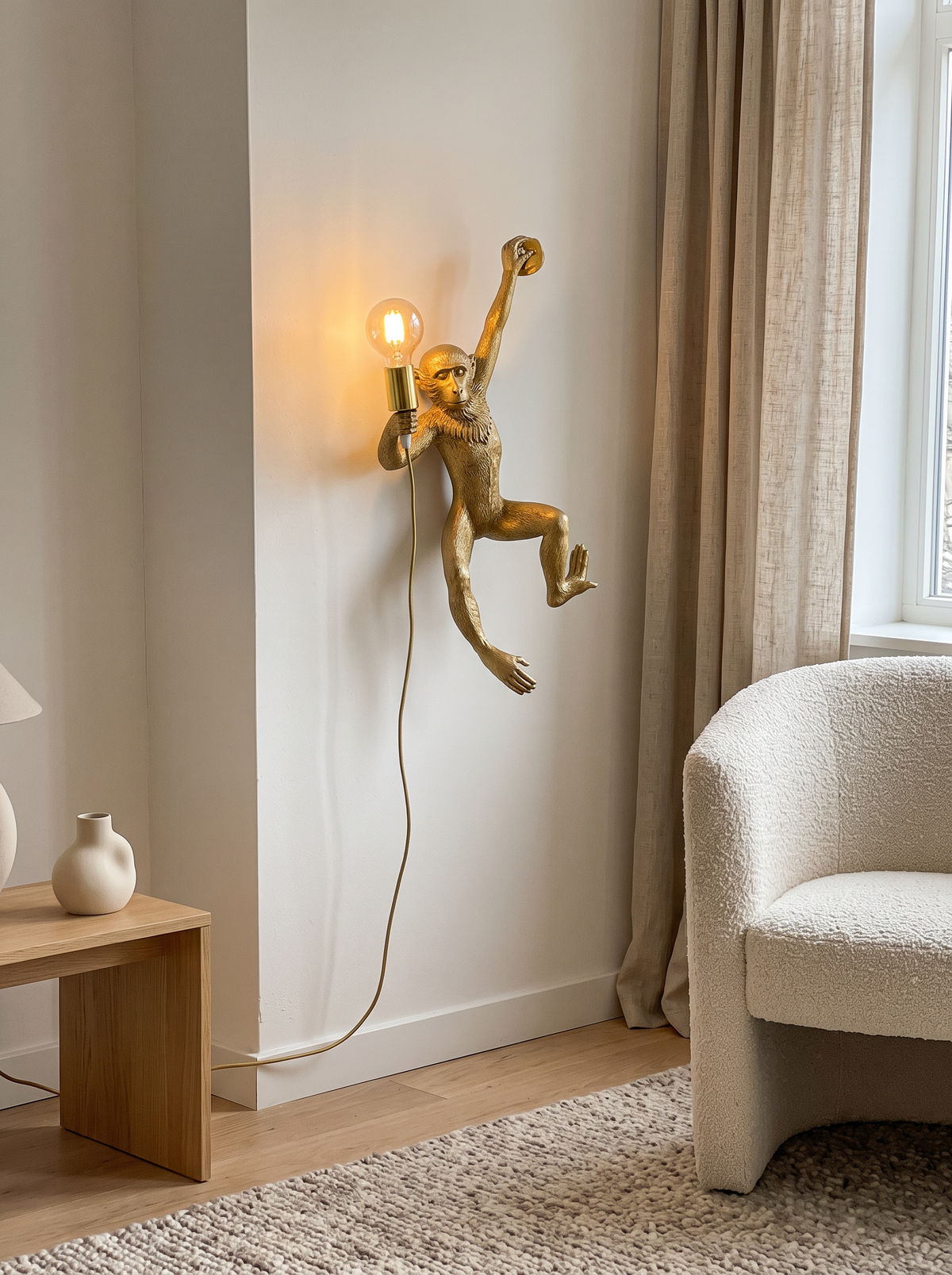 Plug-In Monkey Wall Sconce