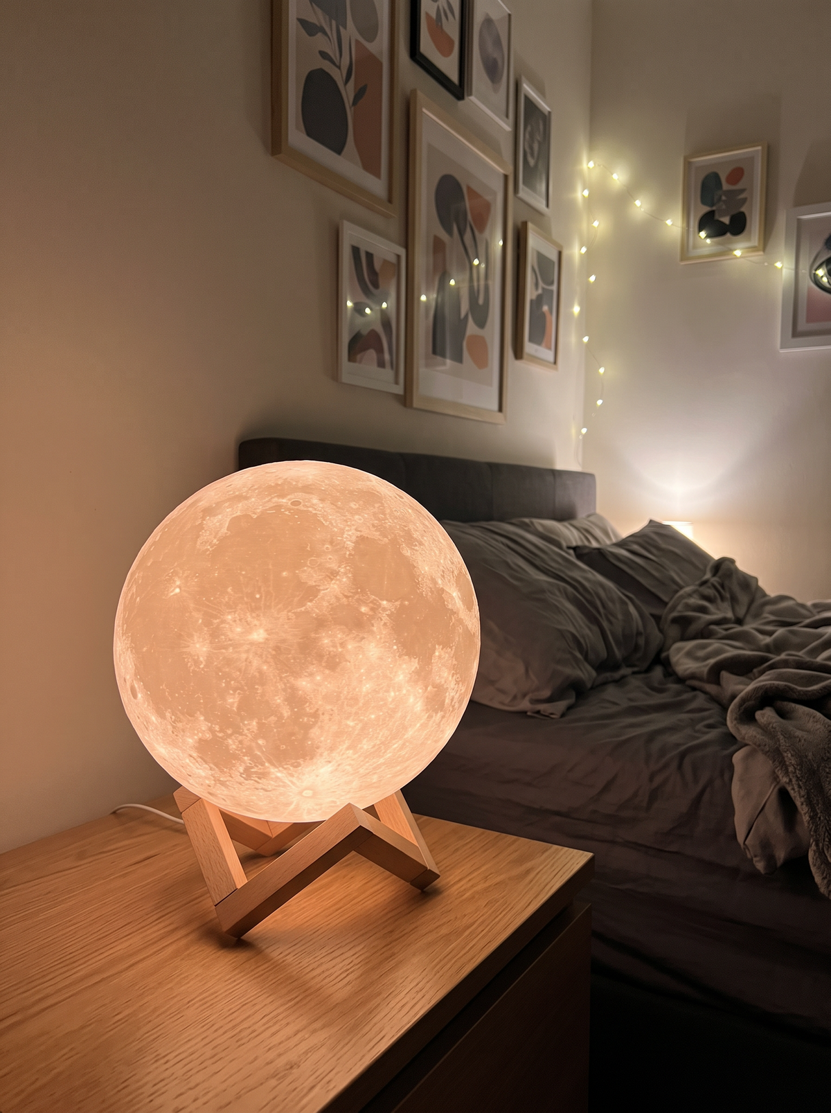 Moon Lamp with Wooden Stand