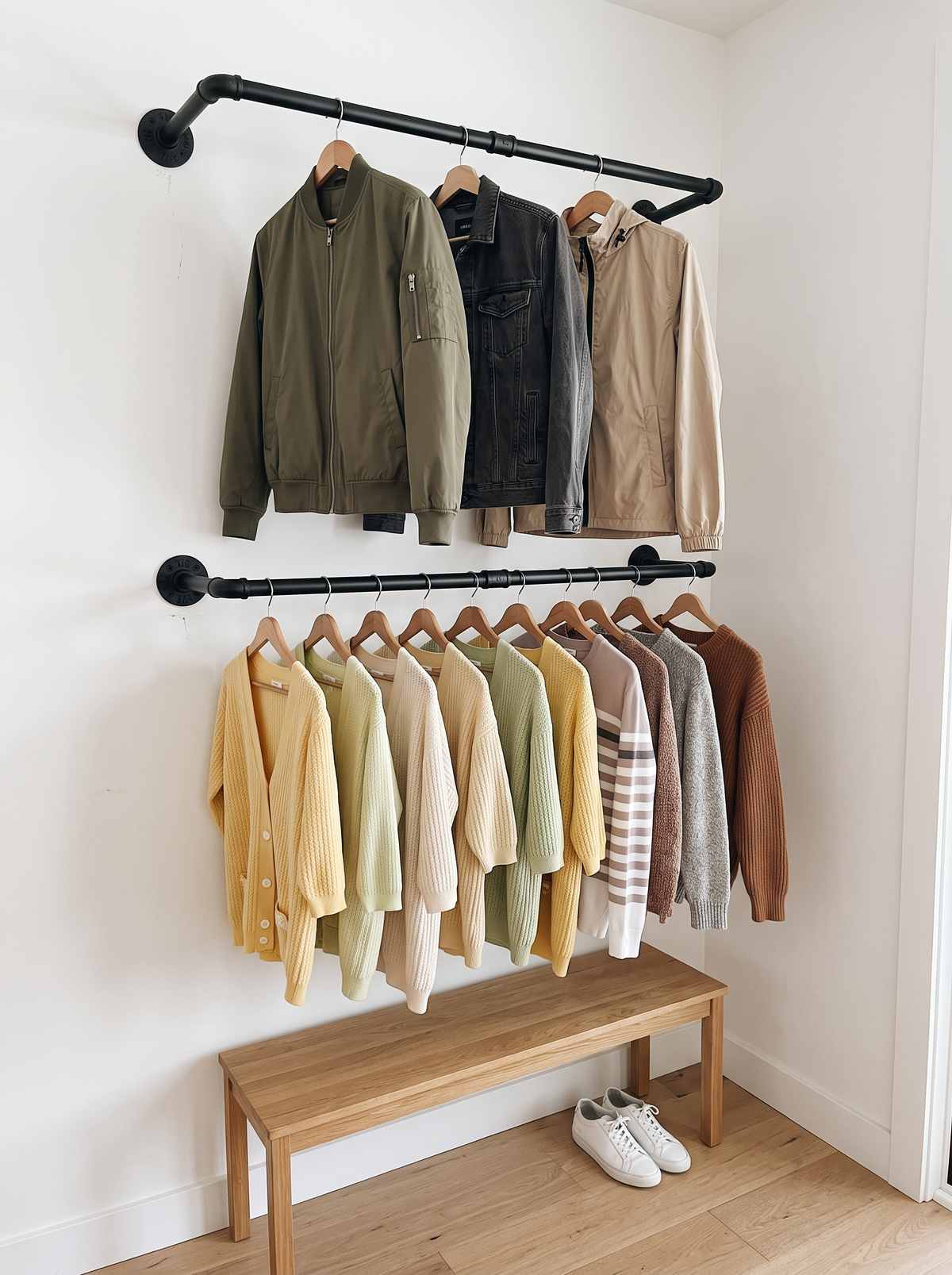 Industrial Pipe Clothes Rail, 31.5 in, 2-Pack