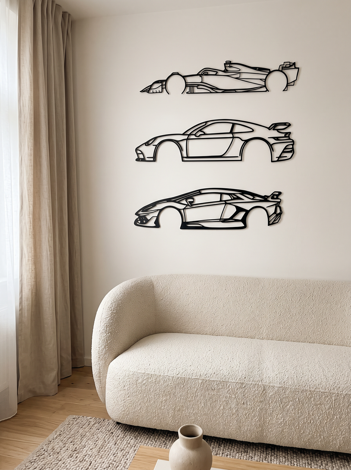 Racing Car Silhouette Signs, Set of 3