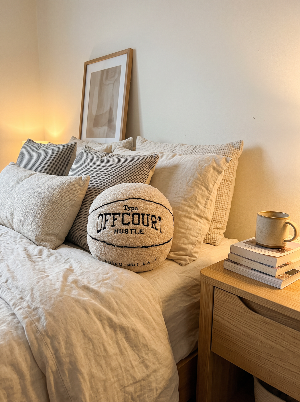 Basketball Plush Pillow, Beige