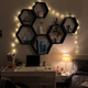 Hexagon Floating Shelves, Set of 6, Black