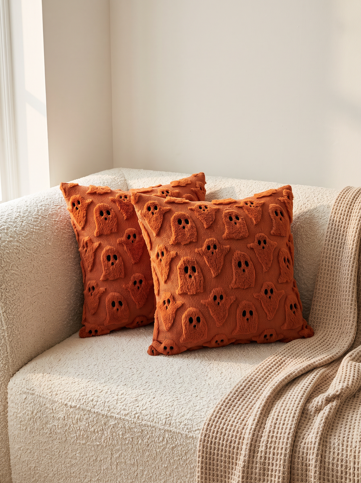 Ghost Pillow Covers, Burnt Orange, Set of 2