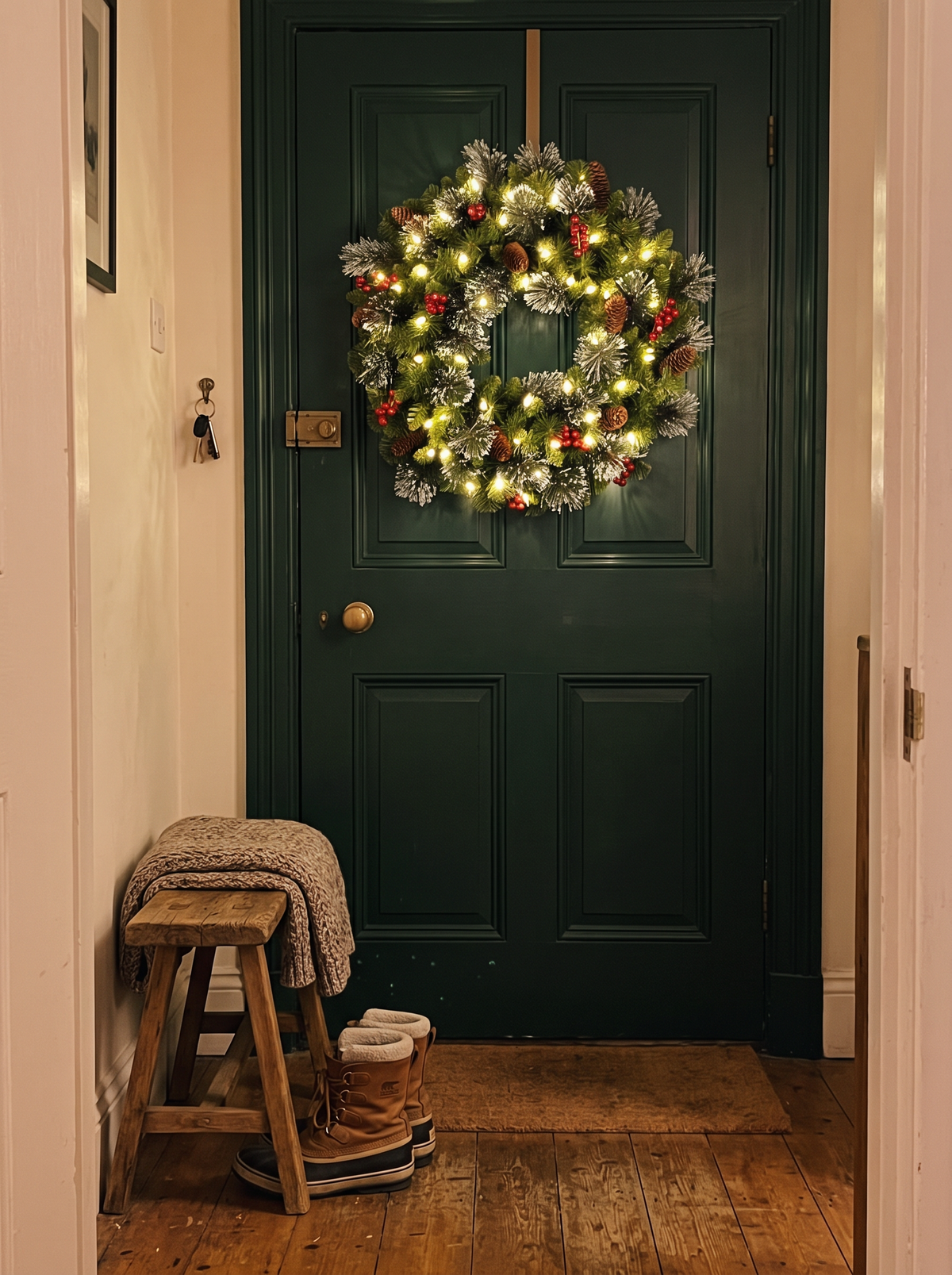 24 in Pre-Lit Spruce Christmas Wreath