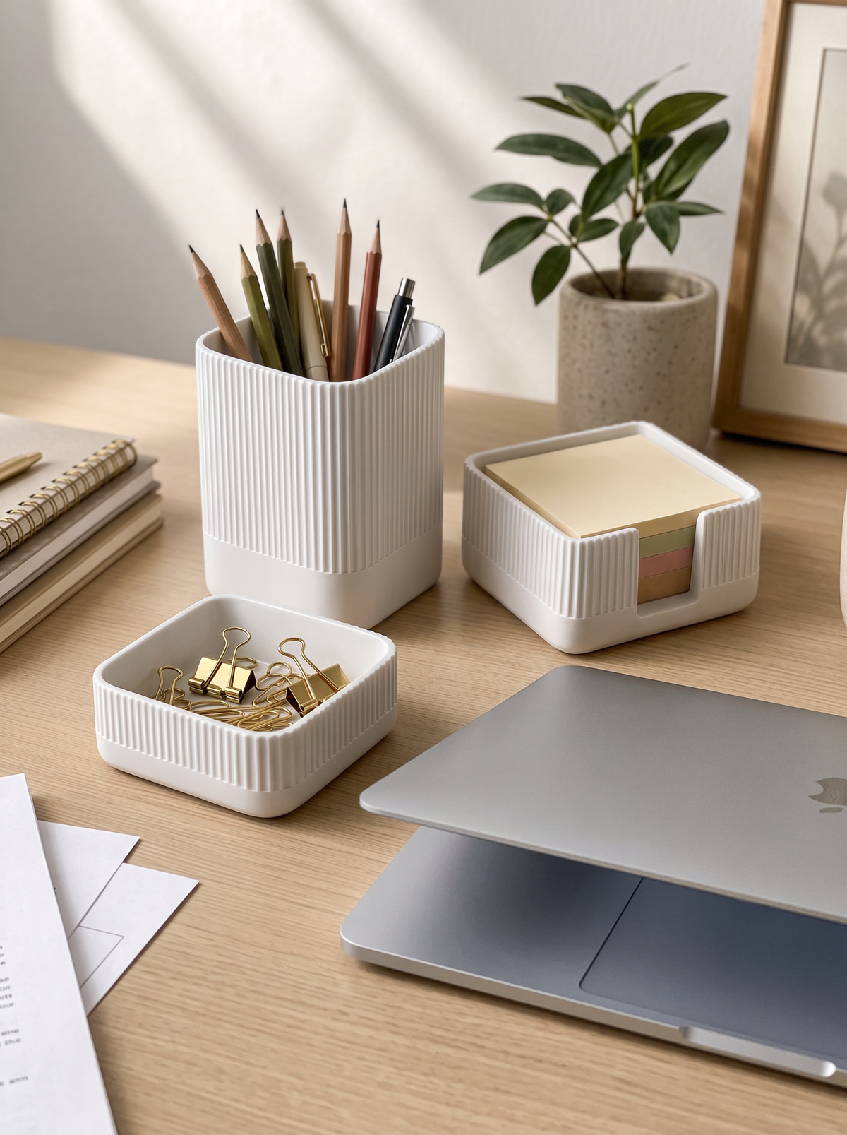 Concrete Desk Organizer, Set of 3